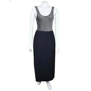 Vintage Jacob Maxi Navy Blue Pencil Skirt Side Slit Size  7 8